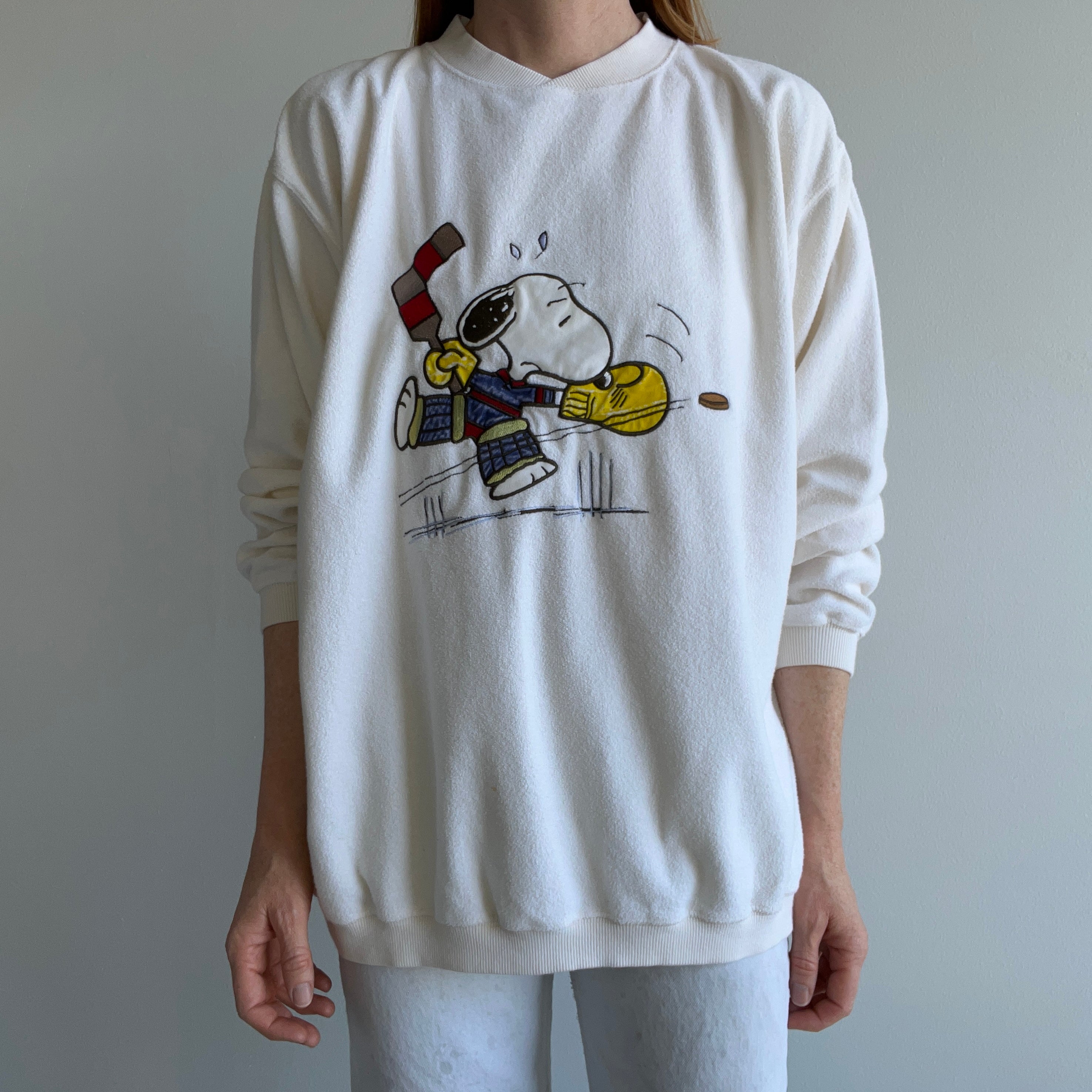 1990/2000s Ice Hockey Goalie Snoopy Terry Cloth Sweatshirt