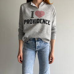 1980s DIY I LOVE PROVIDENCE Cut Neck Sweatshirt