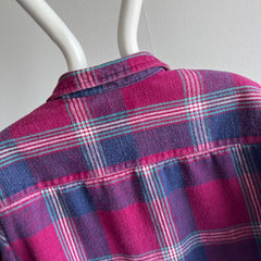 1990s Purple and Pink Smaller Plaid Medium Weight Cotton Flannel
