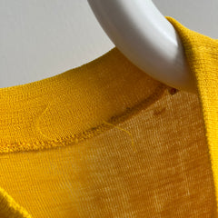 1970s Mustard Yellow Slouchy Mock Neck Knit Sweater/Shirt/Sweatshirt