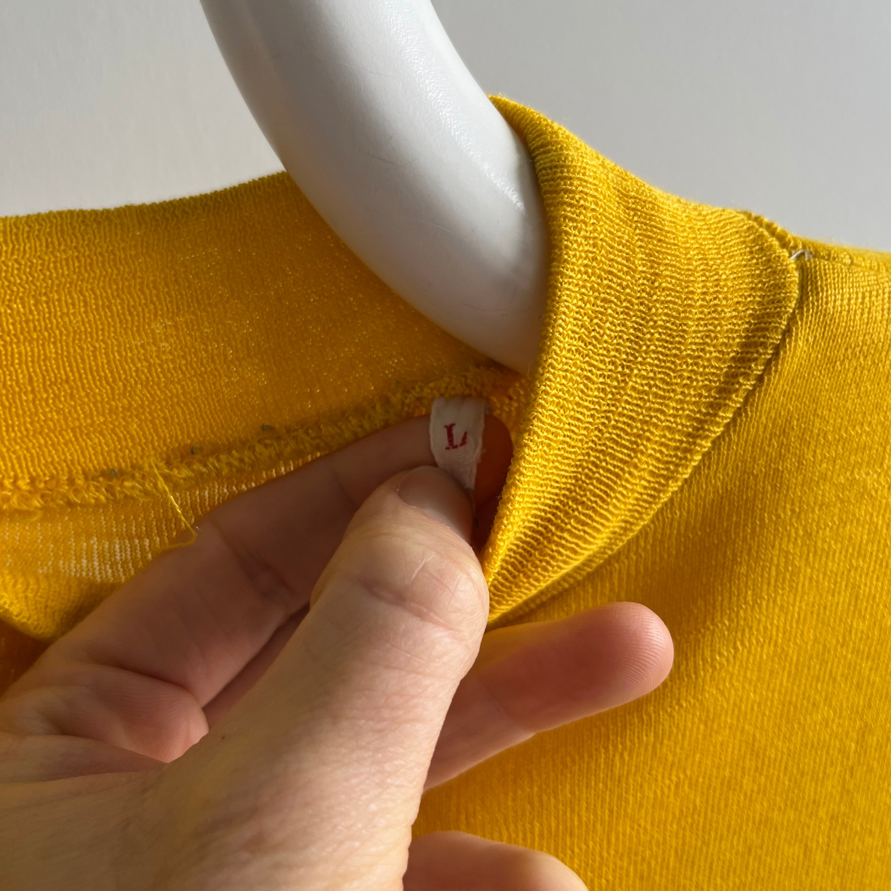 1970s Mustard Yellow Slouchy Mock Neck Knit Sweater/Shirt/Sweatshirt