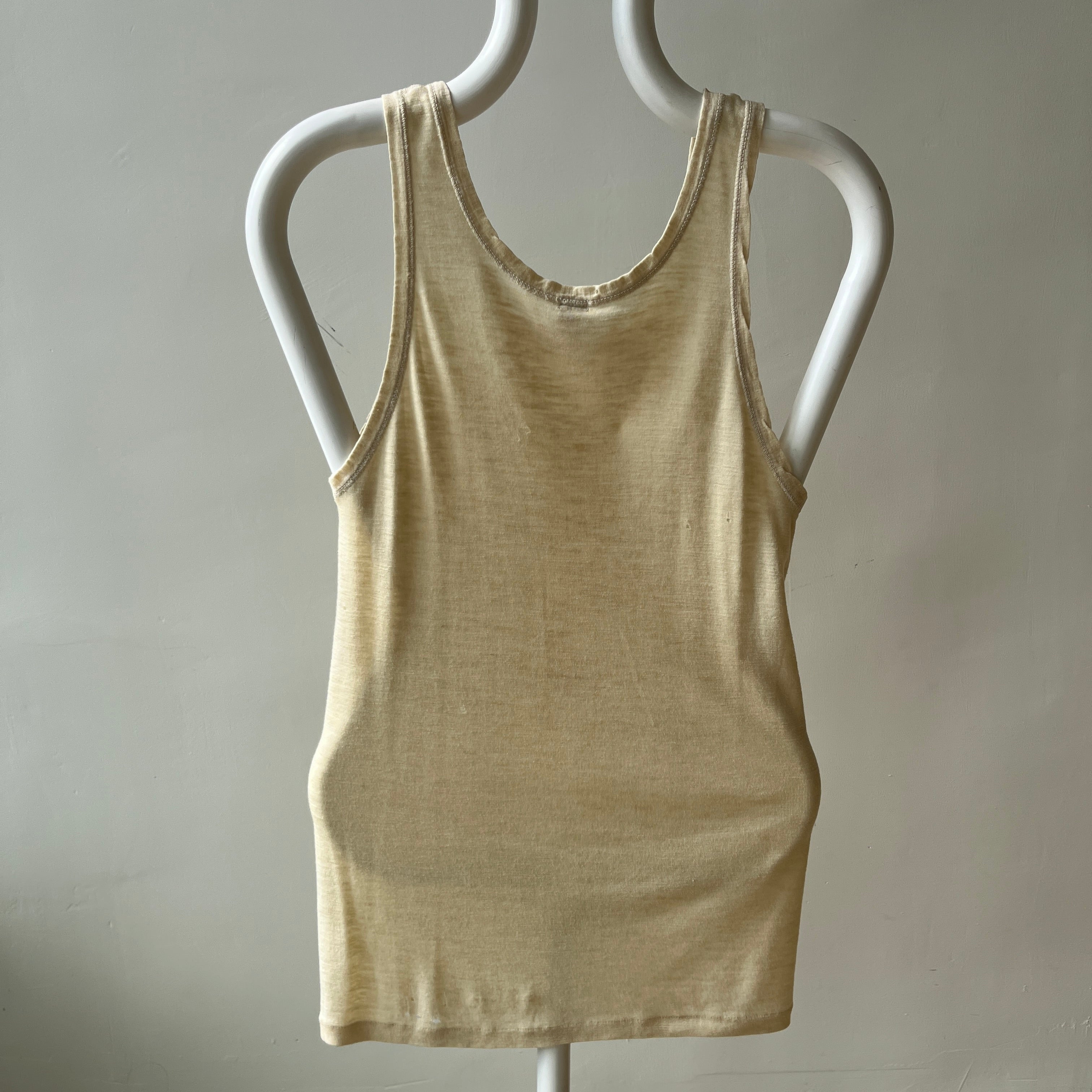 1970s Wool Blend Tattered and Worn Tank Top - European Made