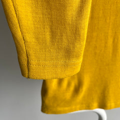 1970s Mustard Yellow Slouchy Mock Neck Knit Sweater/Shirt/Sweatshirt