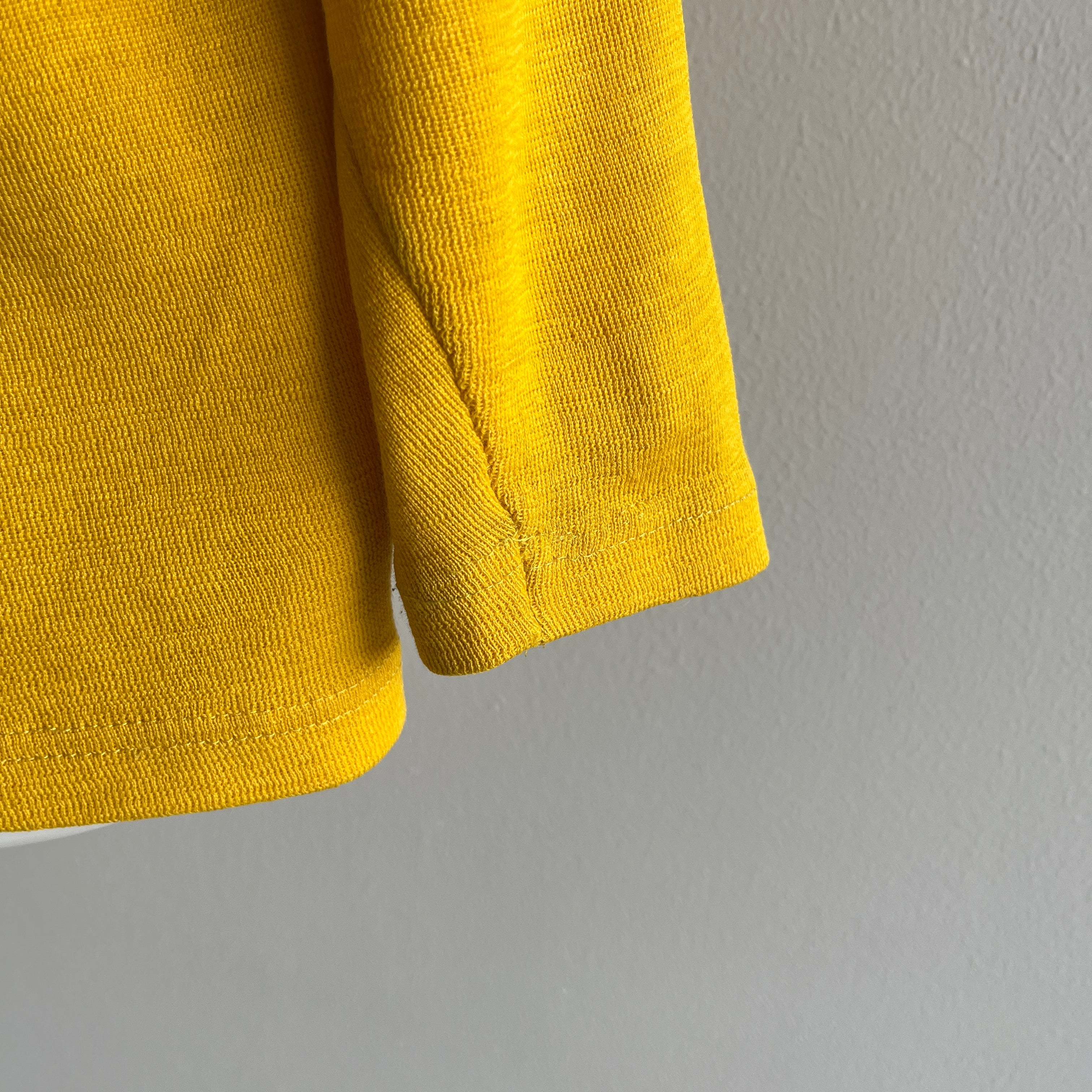 1970s Mustard Yellow Slouchy Mock Neck Knit Sweater/Shirt/Sweatshirt