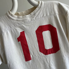 1970s Tattered and Torn Buttery Soft No. 10 Football T-Shirt