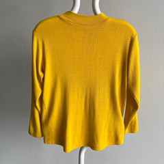 1970s Mustard Yellow Slouchy Mock Neck Knit Sweater/Shirt/Sweatshirt