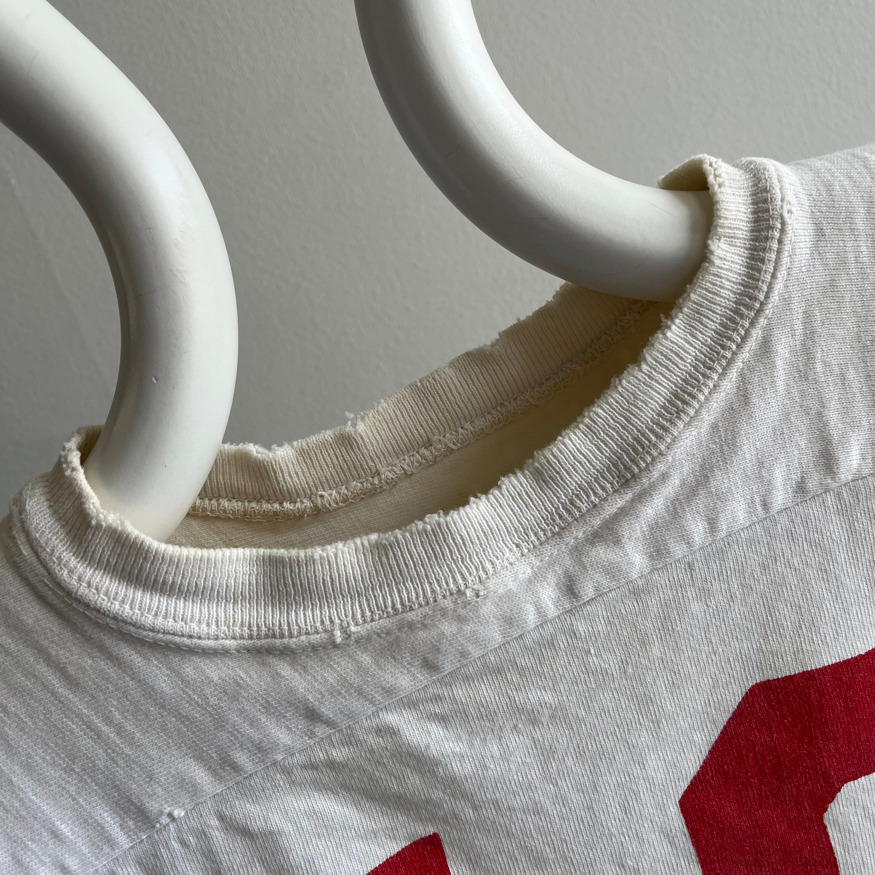 1970s Tattered and Torn Buttery Soft No. 10 Football T-Shirt