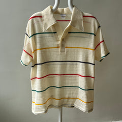 1970s Washed Once New Old Stock Striped Mesh Polo - WOWOWOWOWOWOW