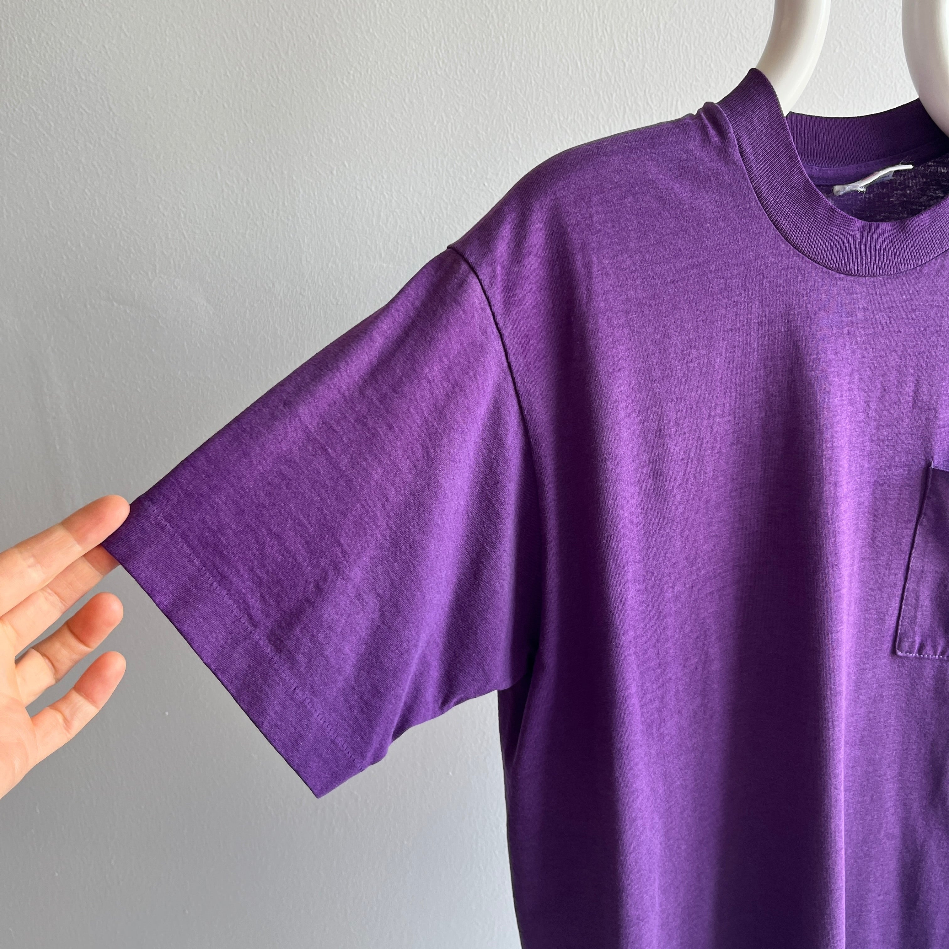 1990s Blank Purple 50/50 Selvedge Pocket T-Shirt