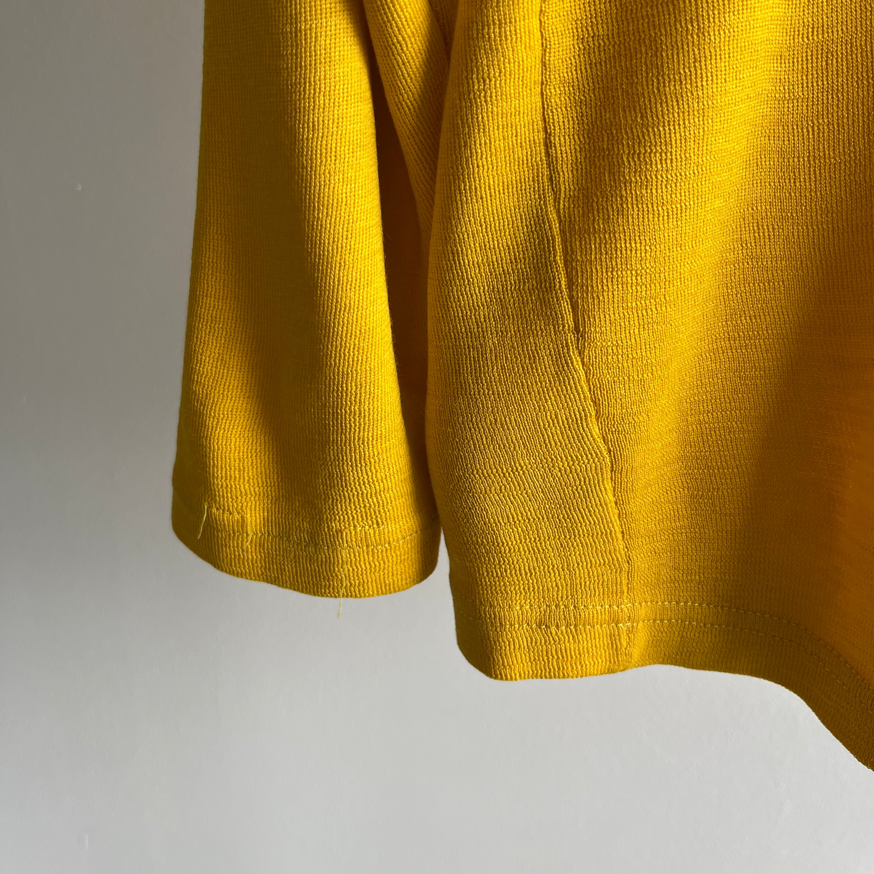 1970s Mustard Yellow Slouchy Mock Neck Knit Sweater/Shirt/Sweatshirt