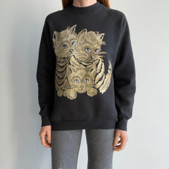 1980s Medium Weight Sparkly Cat Sweatshirt