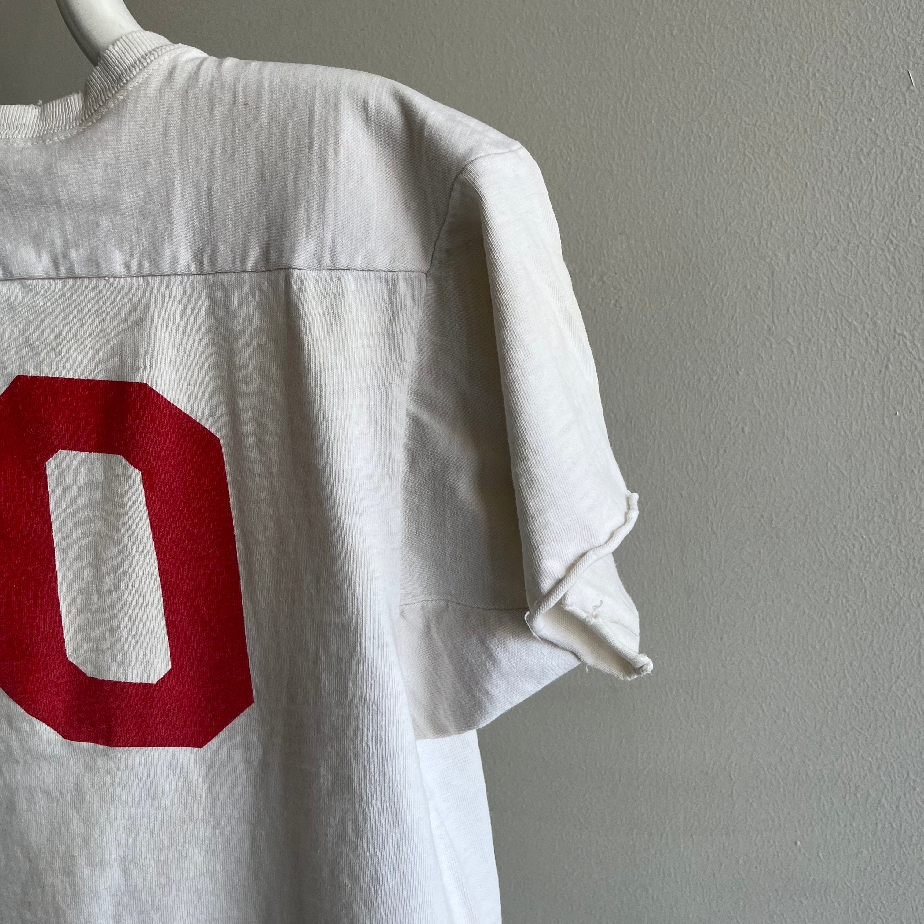 1970s Tattered and Torn Buttery Soft No. 10 Football T-Shirt