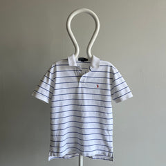 1990/2000s Ralph Lauren Blue Striped Cotton Polo Shirt