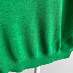 1970s Super Soft and Luxurious Slouchy Sun Faded Kelly Green Raglan - Dreamy