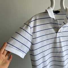 1990/2000s Ralph Lauren Blue Striped Cotton Polo Shirt