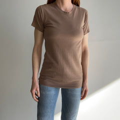 1980s Luxuriously Soft Russet Potato Brown Army T-Shirt