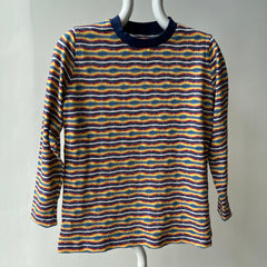 1970s Striped Long Sleeve Not Stretchy T-Shirt