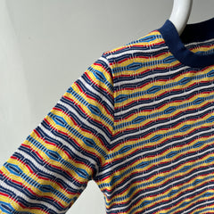 1970s Striped Long Sleeve Not Stretchy T-Shirt