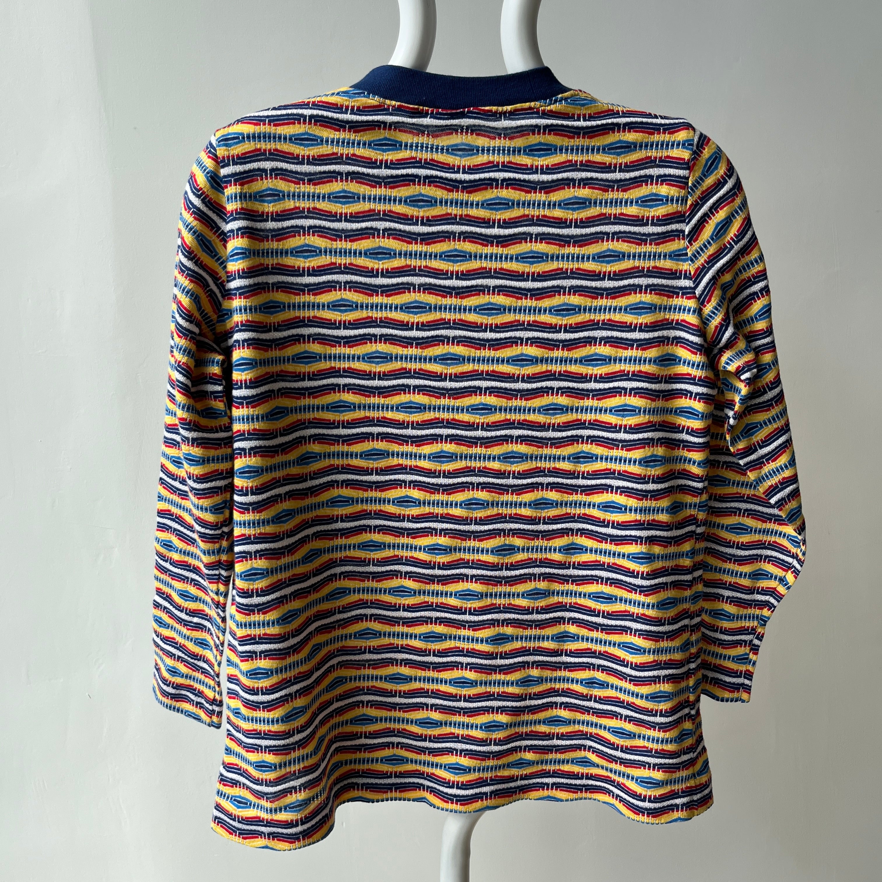 1970s Striped Long Sleeve Not Stretchy T-Shirt