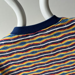 1970s Striped Long Sleeve Not Stretchy T-Shirt