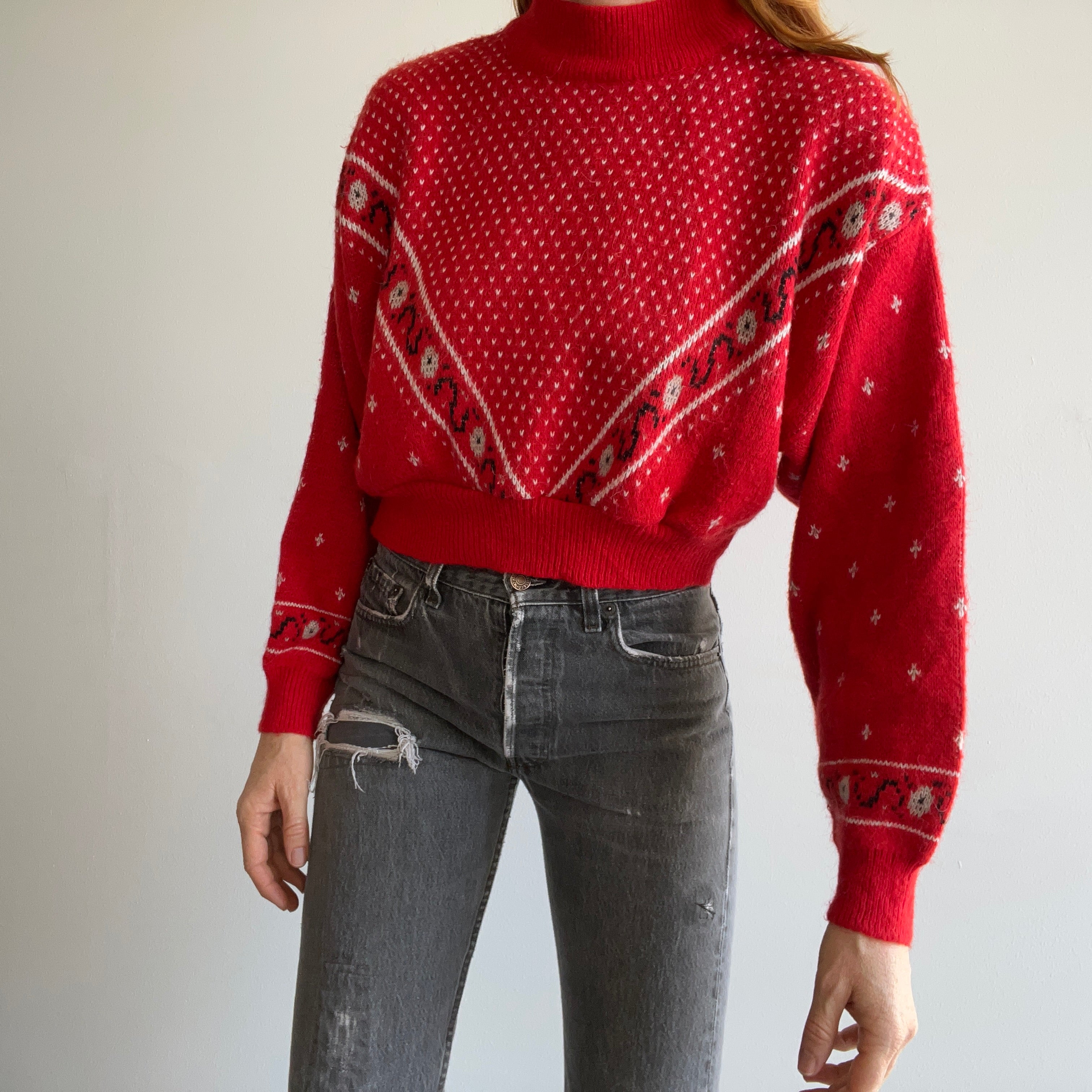 1970/80s Reworked Cropped Acrylic Sweater