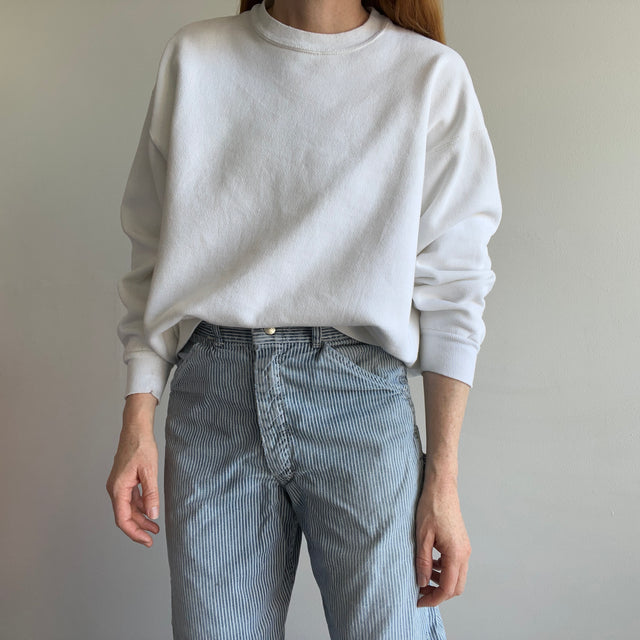 1990s Blank White Sweatshirt with Aging