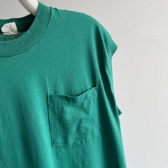 1980s Faded Forest Green FOTL Pocket Muscle Tank