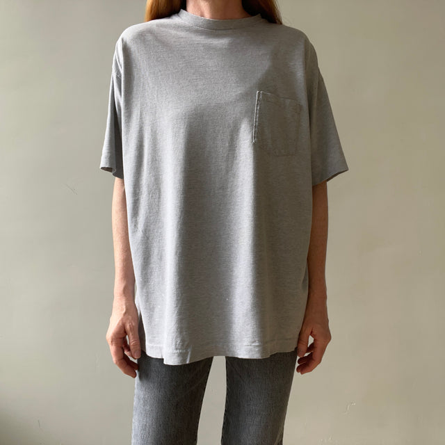1980s Blank Grey Pocket T Shirt