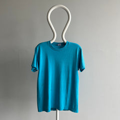 1980s Perfectly Tattered, Torn, Stained and Worn Turquoise FOTL T-Shirt