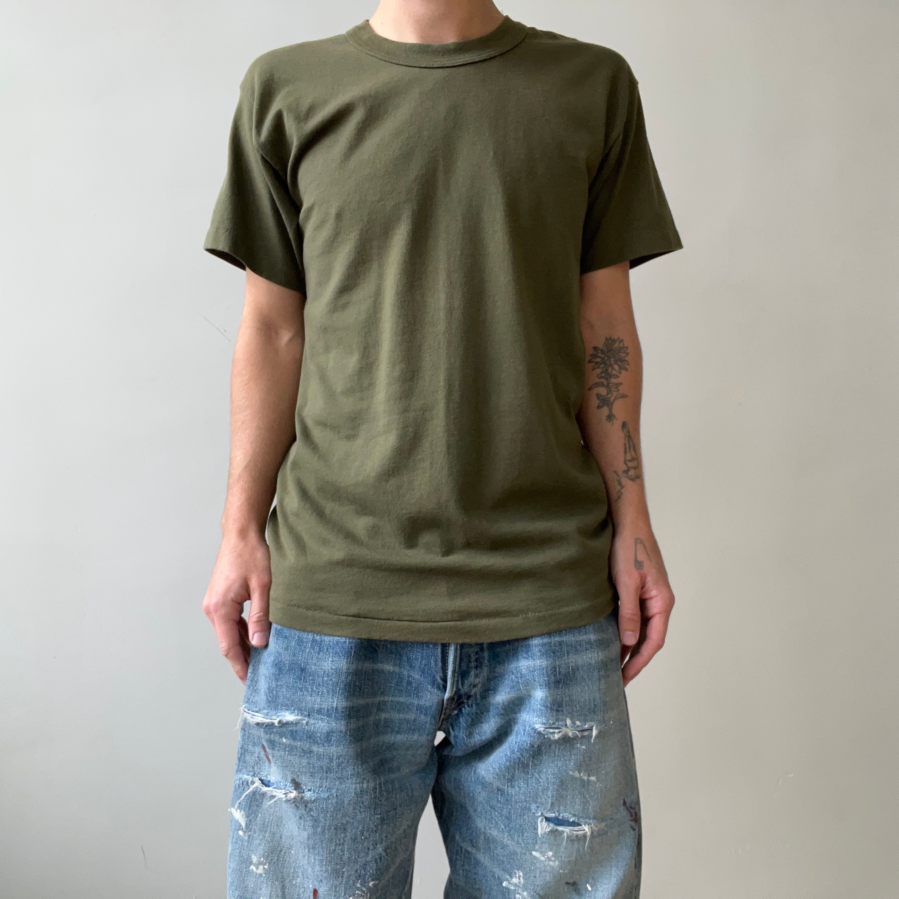 1980s Blank Dark Green T Shirt