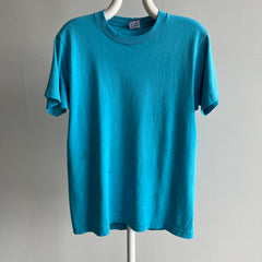 1980s Perfectly Tattered, Torn, Stained and Worn Turquoise FOTL T-Shirt