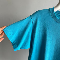 1980s Perfectly Tattered, Torn, Stained and Worn Turquoise FOTL T-Shirt