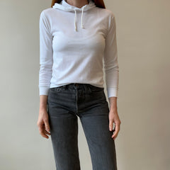 1980s Blank White Long Sleeve T-Shirt Hoodie