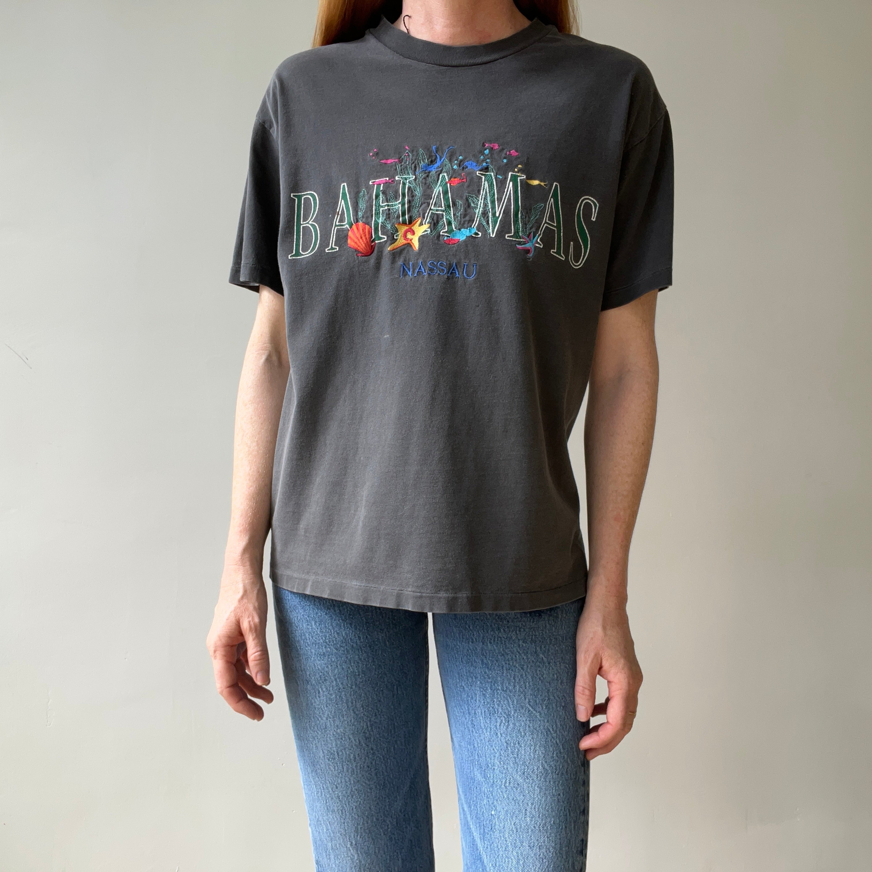 1990s Faded Black Bahamas Nassau T Shirt