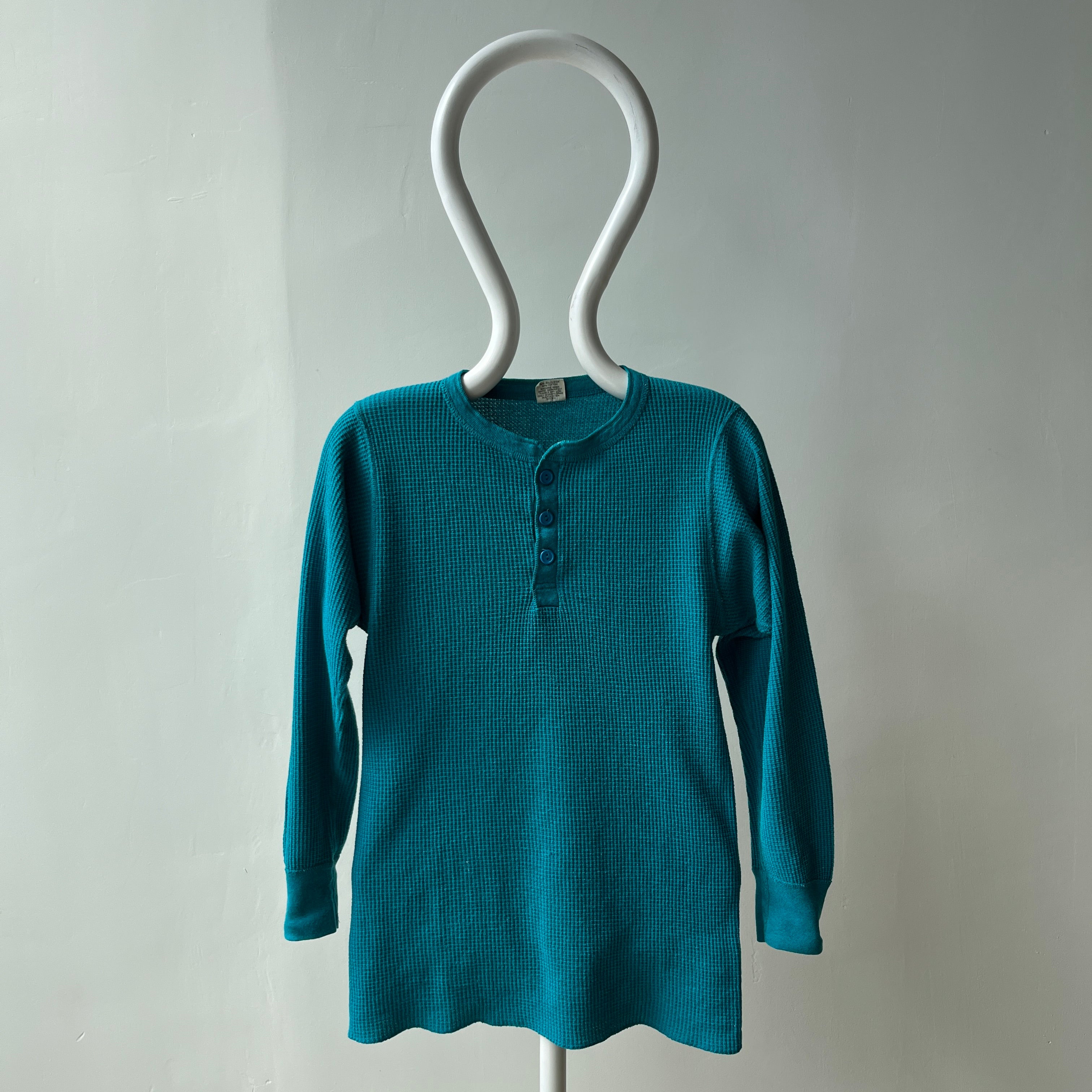 1970/80s Turquoise Henley Long Sleeve Thermal - Swoon