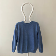 1970/80s Heather Blue Lovely Blank Raglan Sweatshirt - Please Don't Make Me Keep This