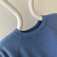 1970/80s Heather Blue Lovely Blank Raglan Sweatshirt - Please Don't Make Me Keep This