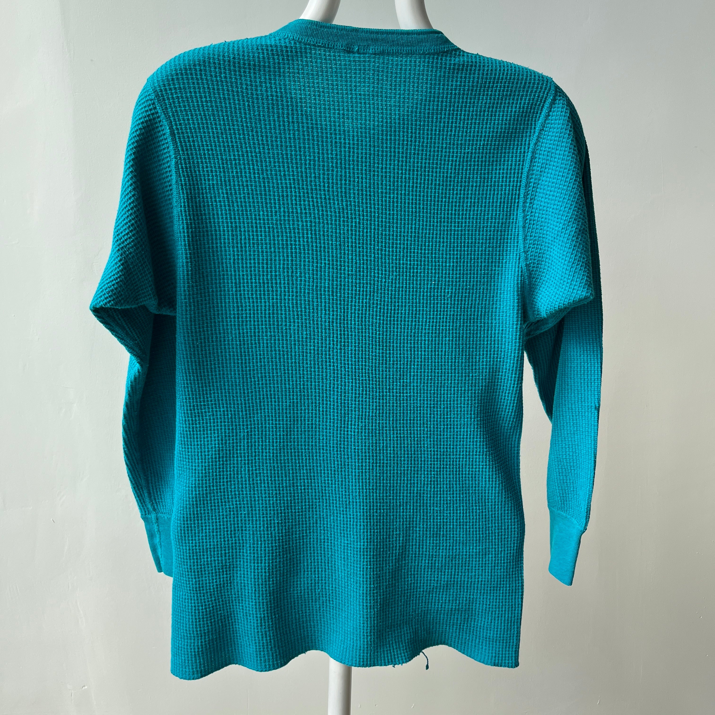 1970/80s Turquoise Henley Long Sleeve Thermal - Swoon