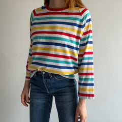 1990s Striped Baseball Style 3/4+ Sleeve T-Shirt