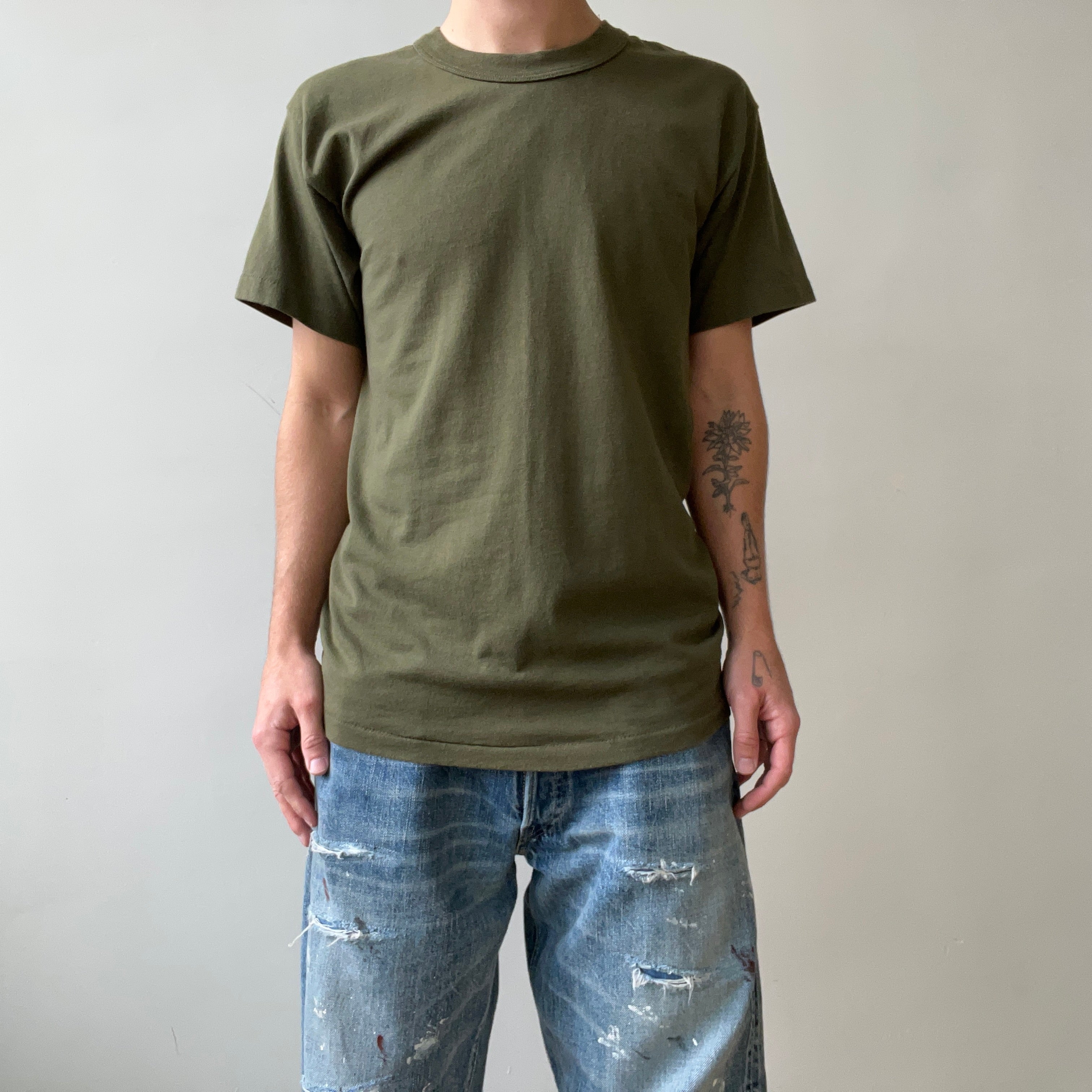 1980s Blank Dark Green T Shirt
