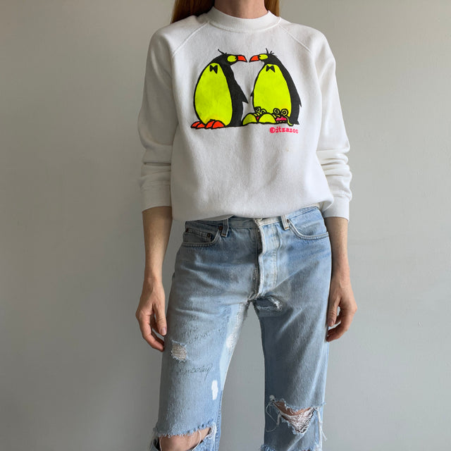 1980s Neon Penguins Sweatshirt