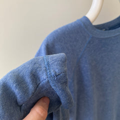 1970/80s Heather Blue Lovely Blank Raglan Sweatshirt - Please Don't Make Me Keep This