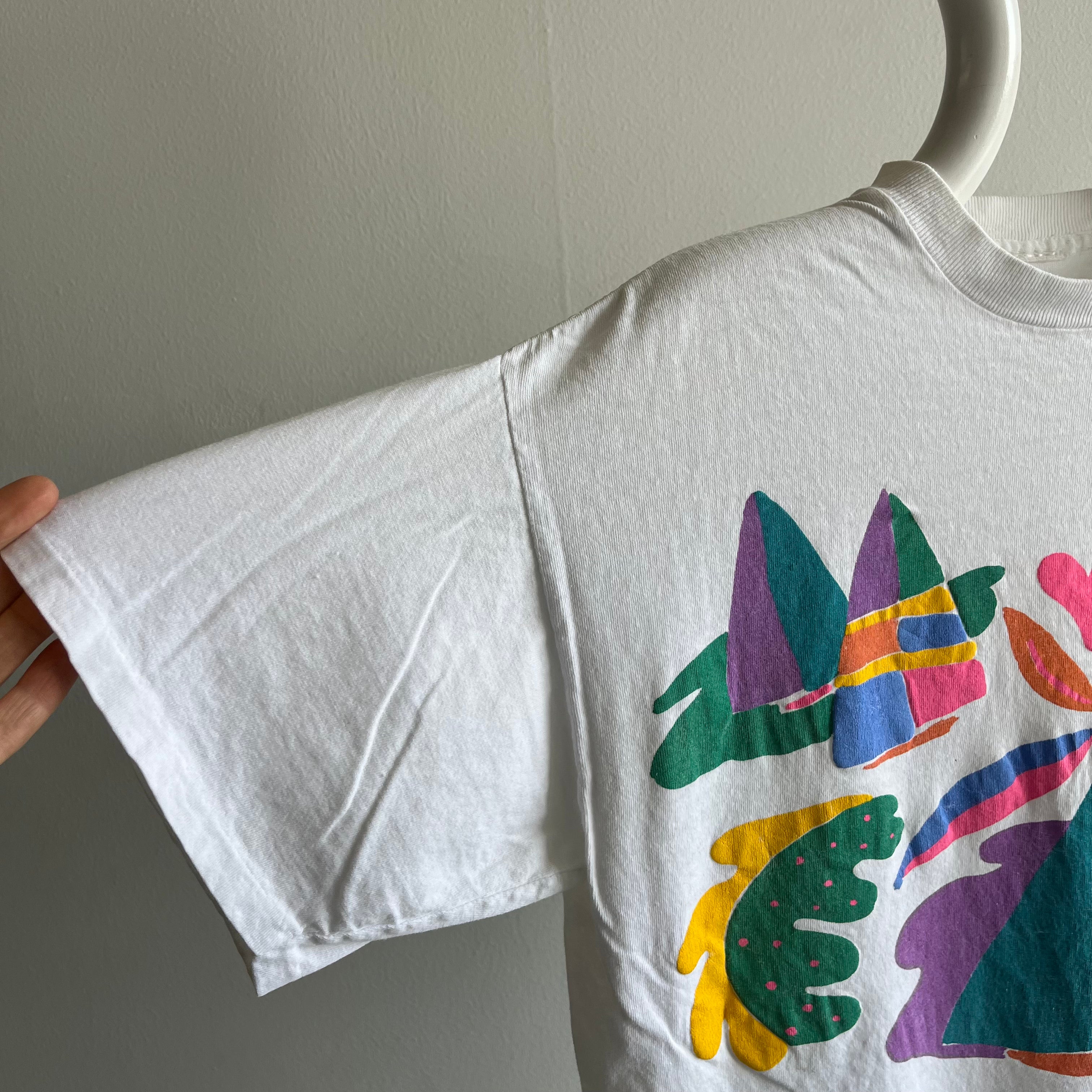 1980s Random Graphic Slouchy Cotton Knit T-Shirt