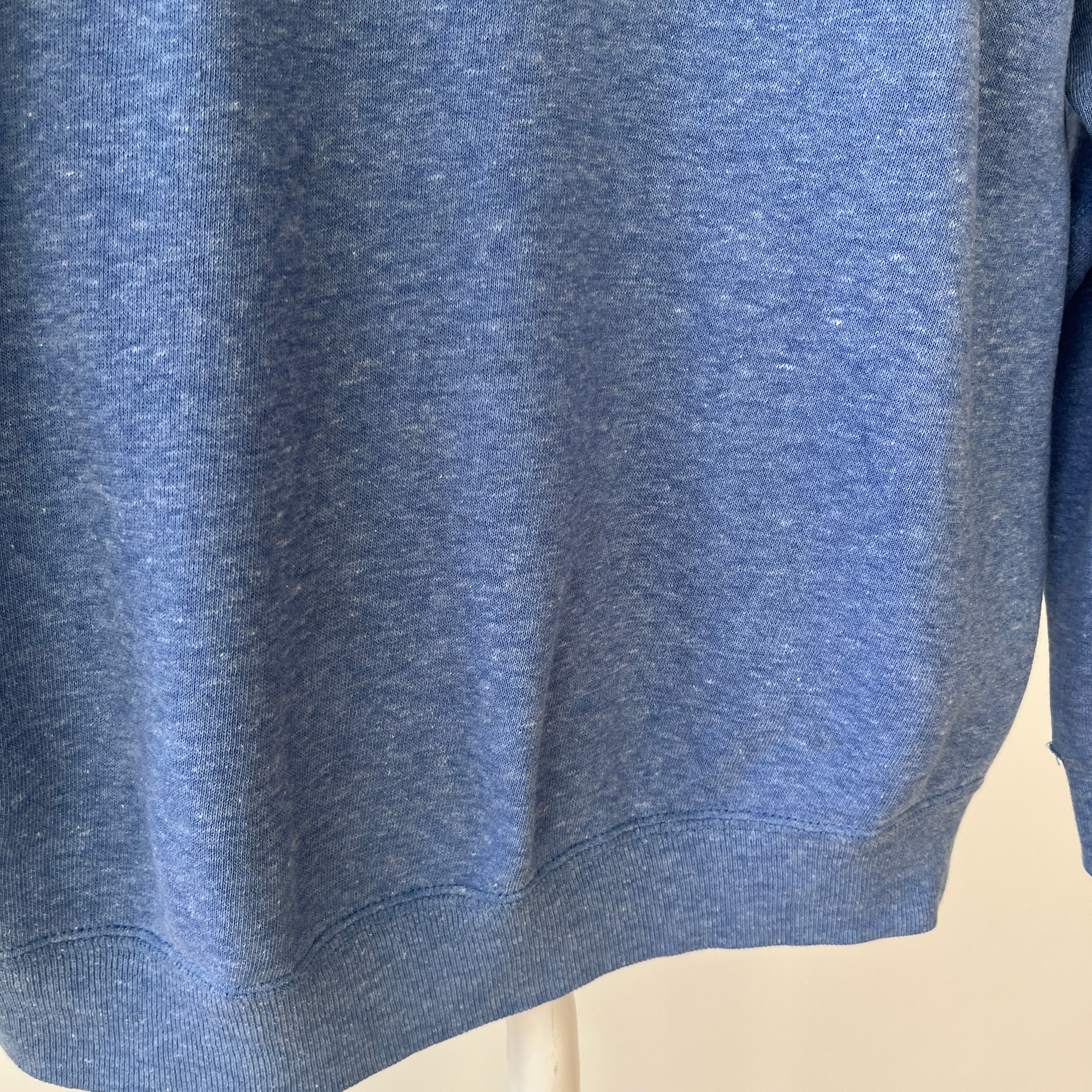 1970/80s Heather Blue Lovely Blank Raglan Sweatshirt - Please Don't Make Me Keep This