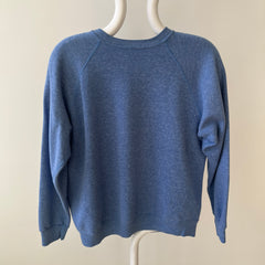 1970/80s Heather Blue Lovely Blank Raglan Sweatshirt - Please Don't Make Me Keep This