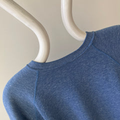 1970/80s Heather Blue Lovely Blank Raglan Sweatshirt - Please Don't Make Me Keep This