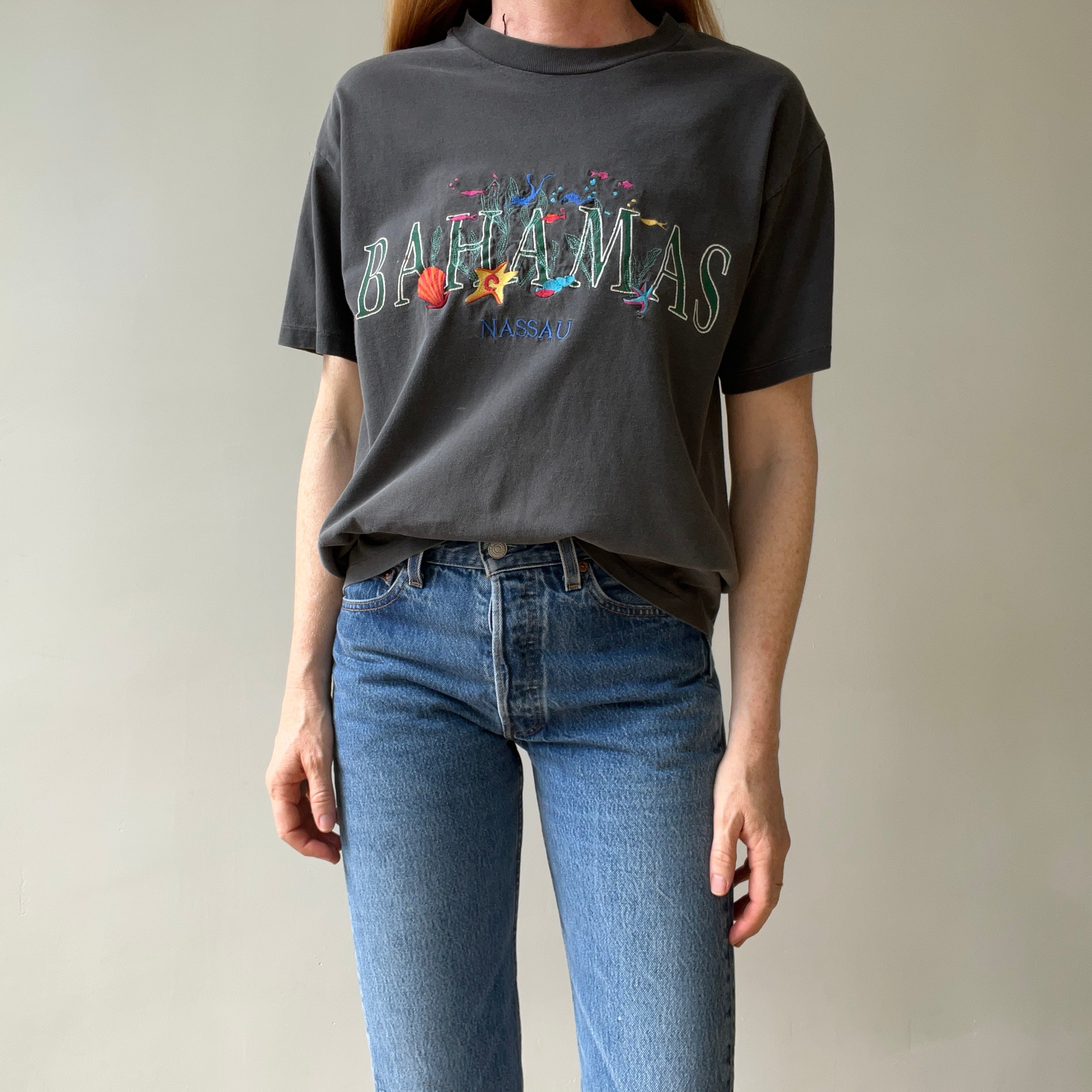 1990s Faded Black Bahamas Nassau T Shirt