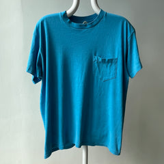 1980s Triangle Pocket Dream Boat Turquoise (Faded) T-Shirt