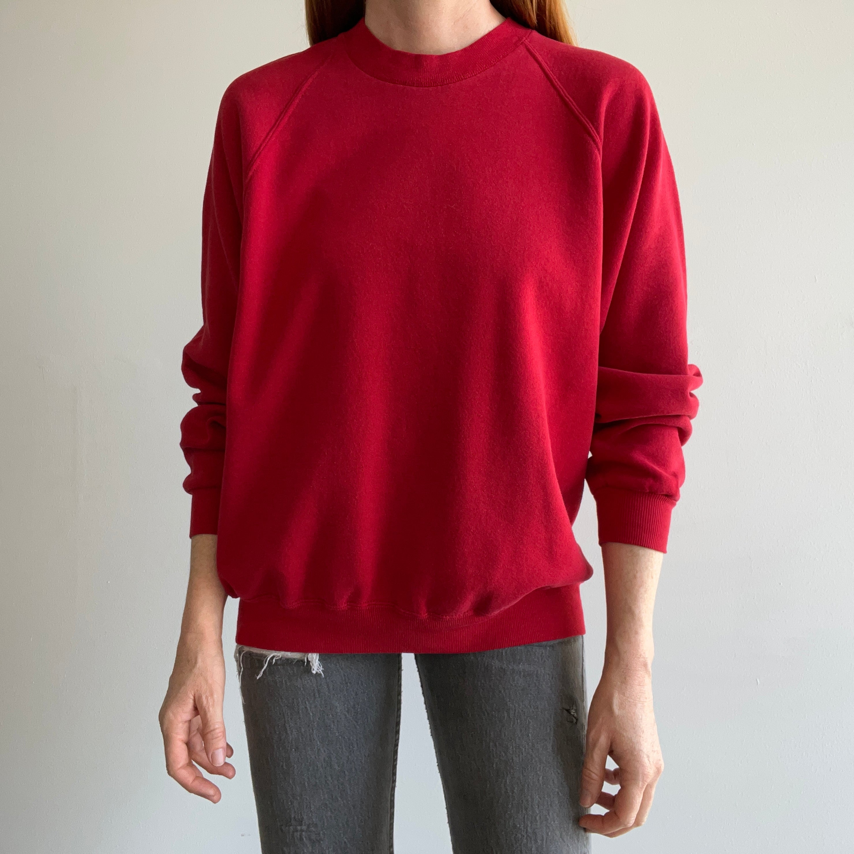 1980s Blank Red Jerzees Raglan Sweatshirt