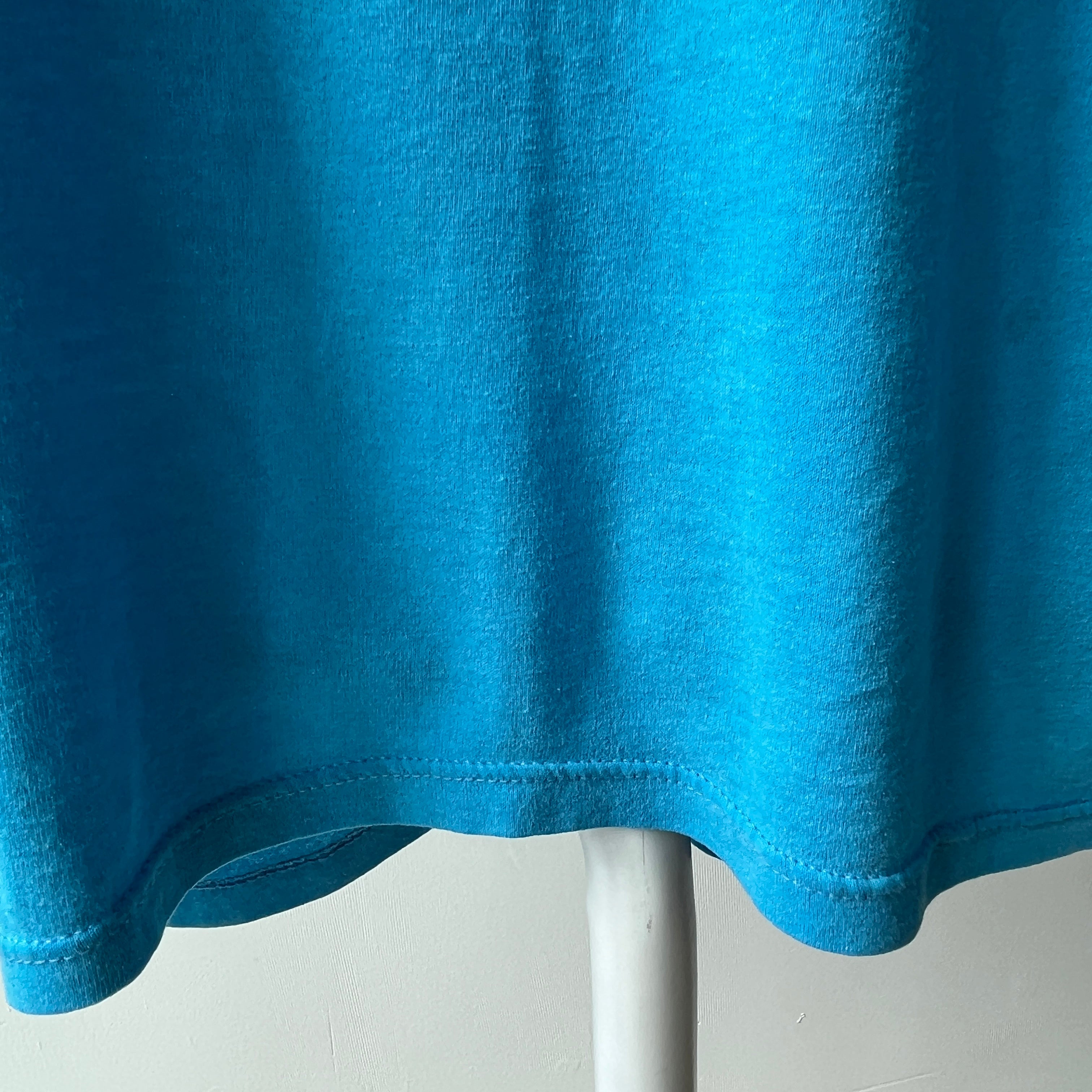 1980s Triangle Pocket Dream Boat Turquoise (Faded) T-Shirt